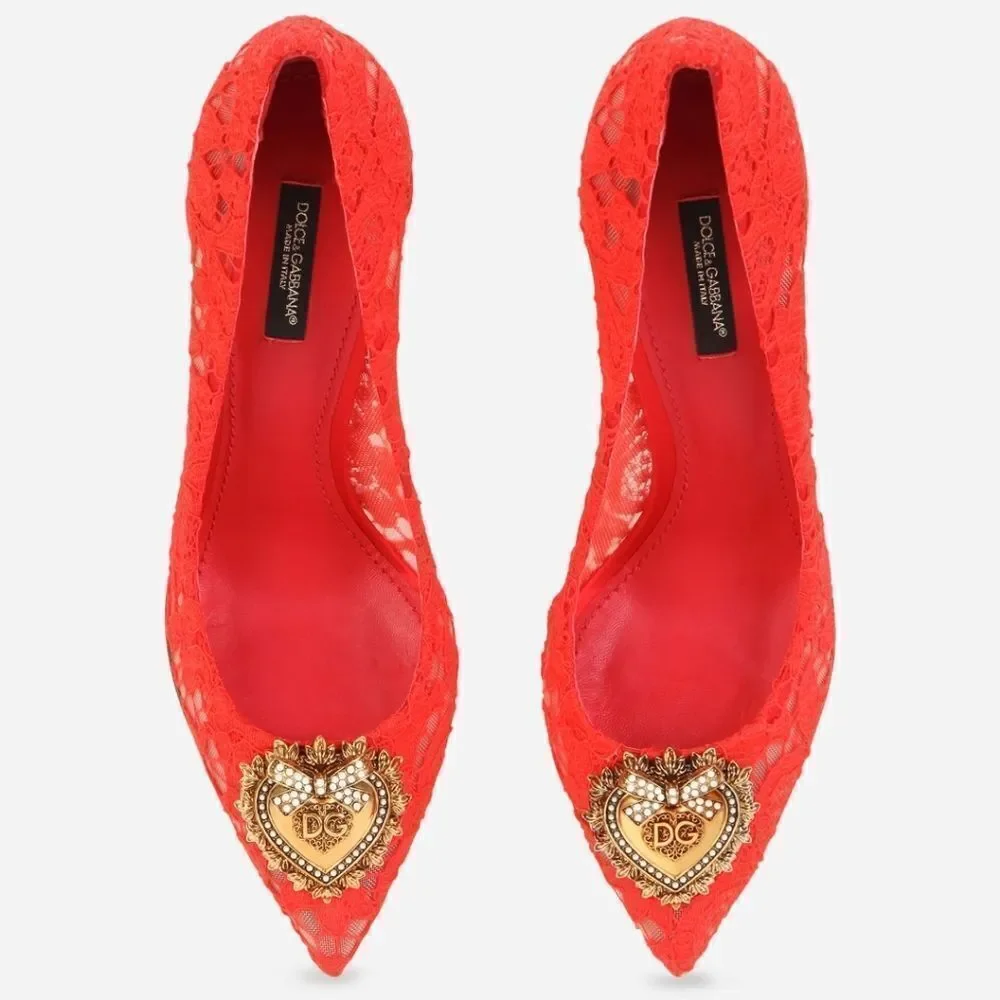 DOLCE&GABBANA Taormina lace pumps‎ with Devotion heart